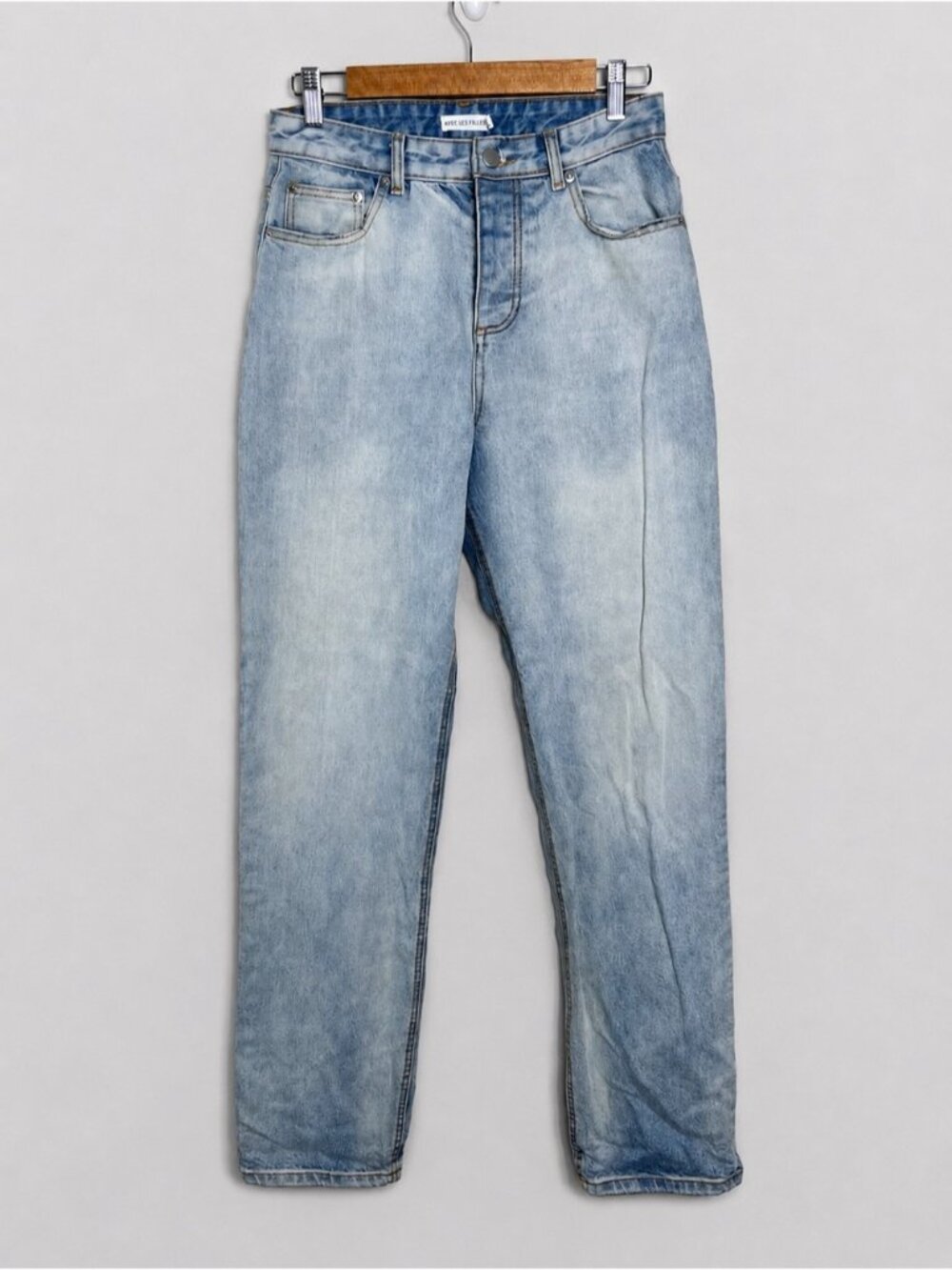 Avec Les Filles Jeans Size 27 Denim Straight Leg Light Wash Button Fly Hi Rise
